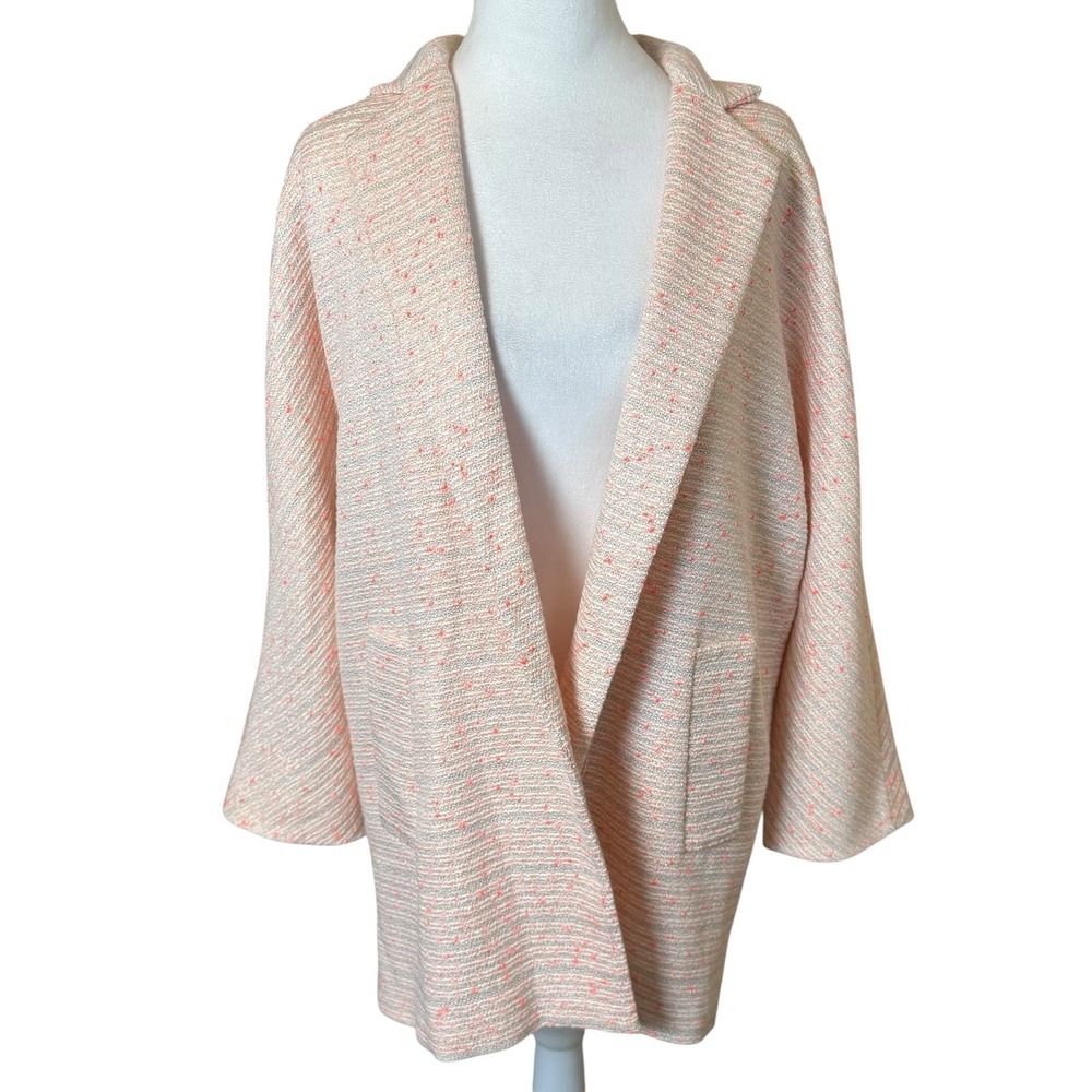 FRNCH Tweed Topper Blazer Size Large Orange Office Business Spring Retail $144